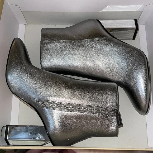 Michael Kors Petra Metallic Leather Ankle Boots - Picture 6 of 8